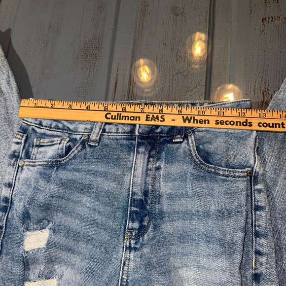 Tinseltown‎ Juniors Sz 3 Blue Denim Stretch Ripped Thrashed Distressed Jeans - Picture 4 of 9